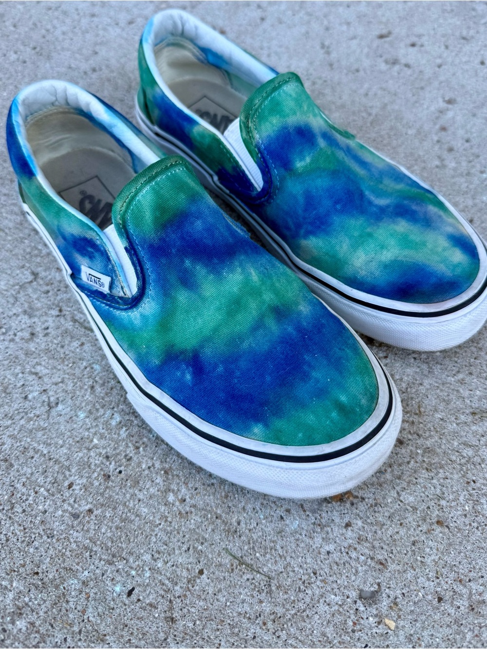Vans Slip-On Custom Tie-Dye Canvas Shoes - Blue & Green